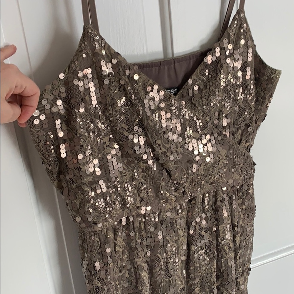 Express Gold Sequin Dress - Picture 2 of 8